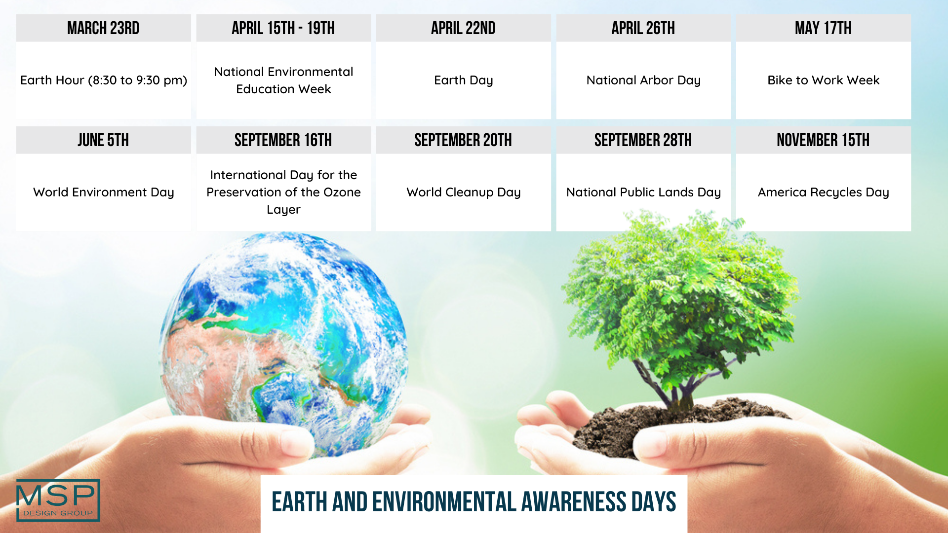 Employee Appreciation Calendar - Earth and Environmental Awareness