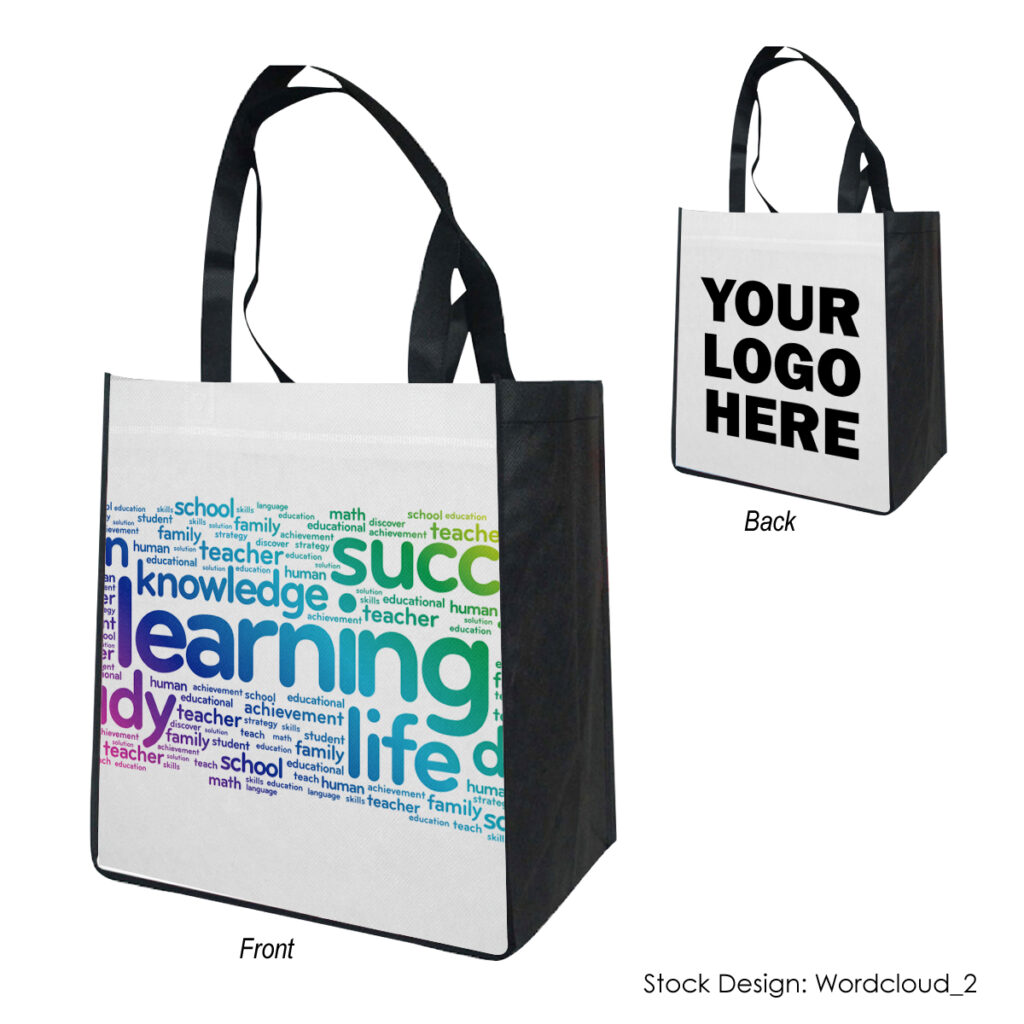 BACK TO SCHOOL CUSTOM PET NON-WOVEN DYE SUBLIMATED GROCERY BAG 12" X 13"