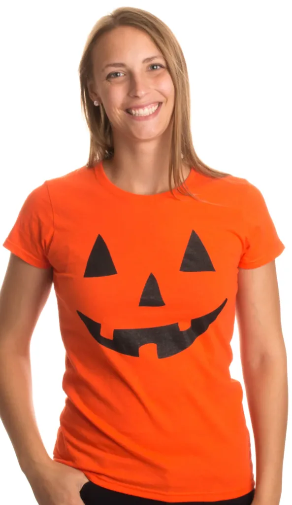 Jack O' Lantern Pumpkin Tee Shirt | Easy Women's Halloween Costume T-shirt